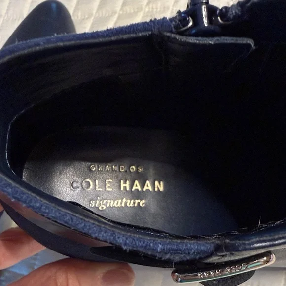 Cole Haan Grand OS Signature Suede & Leather Navy Ankle Boots - Picture 9 of 15